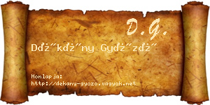Dékány Győző névjegykártya